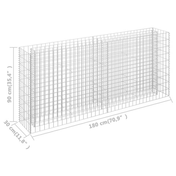 vidaXL Gabion plantenbak verhoogd 180x30x90 cm gegalvaniseerd staal