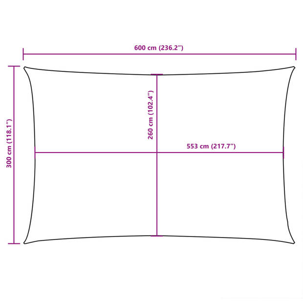 vidaXL Zonnescherm rechthoekig 3x6 m oxford stof crèmekleurig