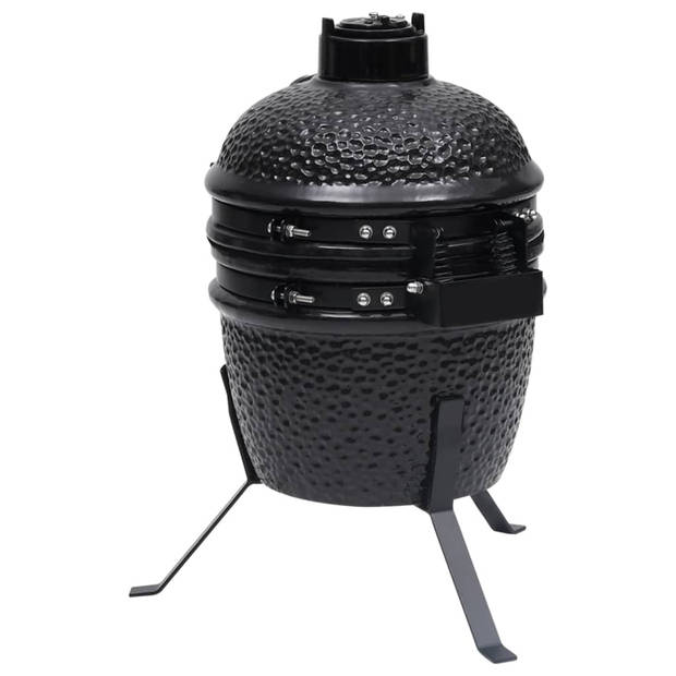 vidaXL Kamado barbecue 2-in-1 56 cm keramiek zwart