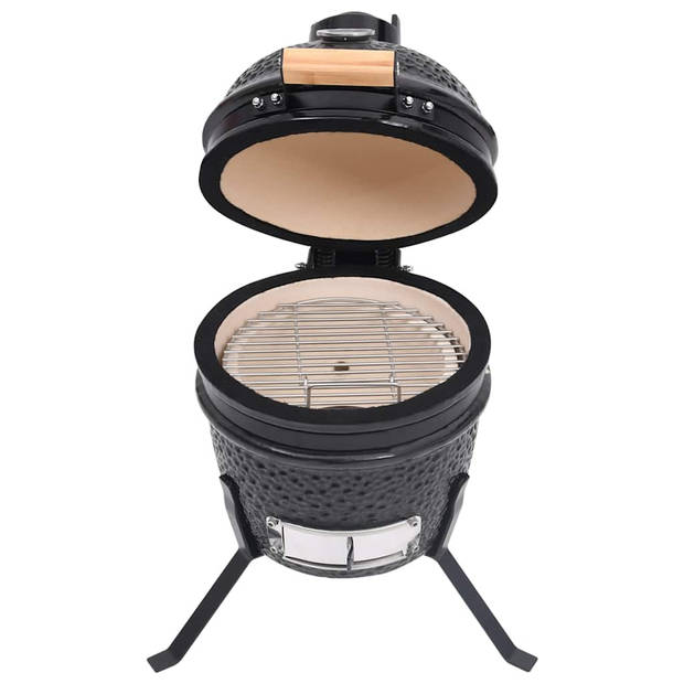 vidaXL Kamado barbecue 2-in-1 56 cm keramiek zwart