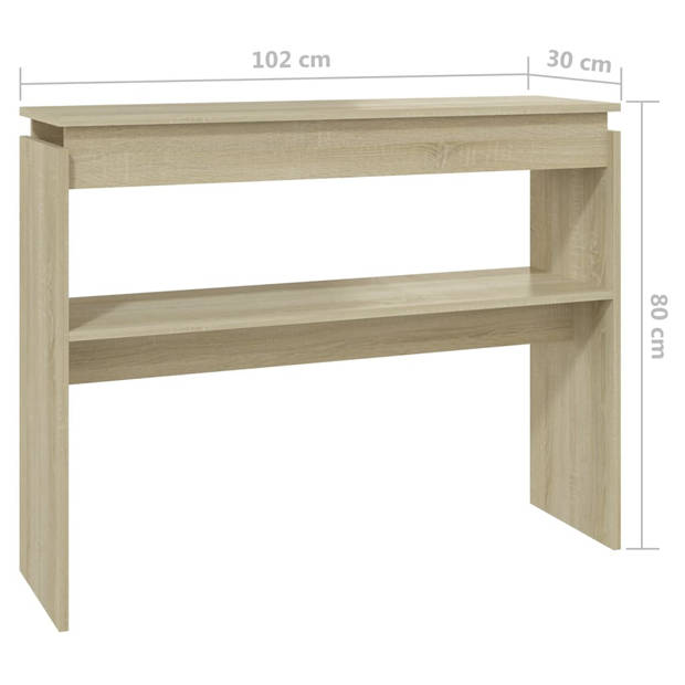 The Living Store Consoletafel - Sonoma Eiken - 102 x 30 x 80 cm - Duurzaam en praktisch