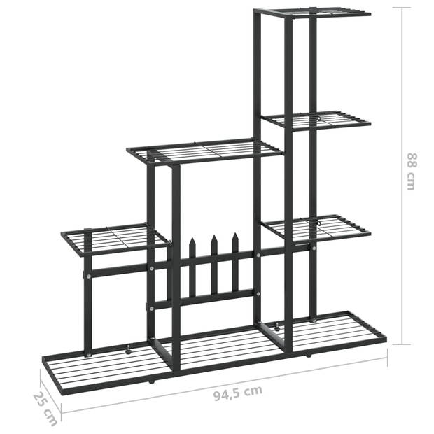 vidaXL Bloemenstandaard 94,5x25x88 cm metaal zwart