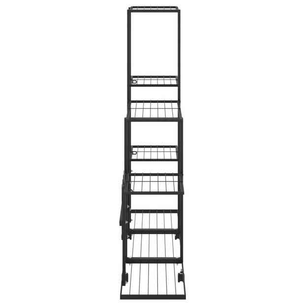 vidaXL Bloemenstandaard met wielen 94,5x25x92,5 cm metaal zwart