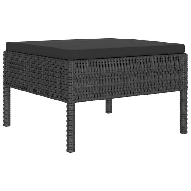 vidaXL 4-delige Loungeset met kussens poly rattan zwart