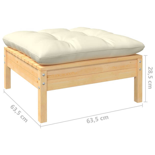 The Living Store loungeset Grenenhout - modulair - crème kussen - 63.5x63.5x62.5 cm - 100% polyester stof