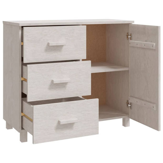 The Living Store HAMAR Dressoir - Wit - 90 x 40 x 80 cm - Massief grenenhout - Met lades en deur