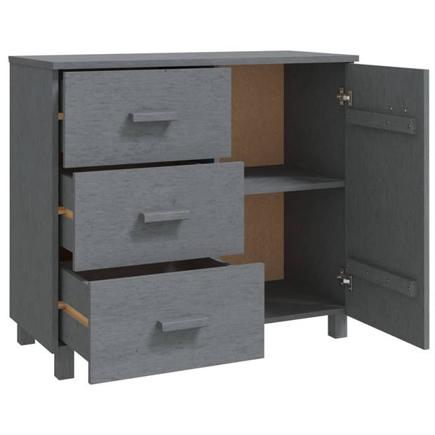 The Living Store HAMAR Dressoir - Donkergrijs - 90 x 40 x 80 cm - Massief grenenhout en MDF