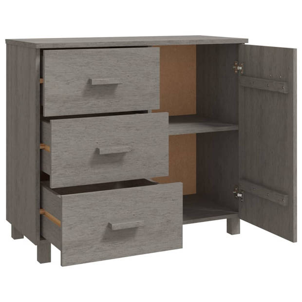 The Living Store HAMAR Dressoir - Massief grenenhout - 90 x 40 x 80 cm - Lichtgrijs