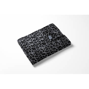 LINNICK Flanel Fleece Deken Leopard - zwart/wit - 140x200cm