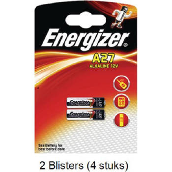 4 stuks (2 blisters a 2 stuks) Energizer Alkaline LR27 / A27 12v