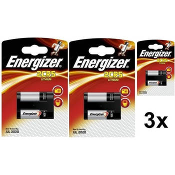 3 Stuks - Energizer 2CR5 / DL245 / EL2CR5 6V Lithium Batterij