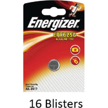 16 stuks (16 blisters a 1 stuk) Energizer Alkaline knoopcel 625A 1.5V EPX625G
