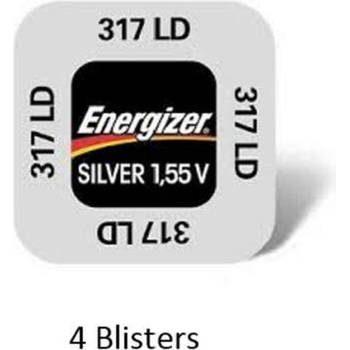 4 stuks (4 blisters a 1 stuk) Energizer Zilver Oxide Knoopcel 317 LD 1.55V