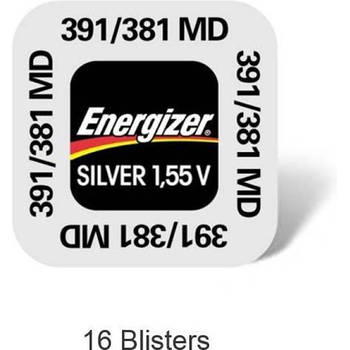 16 stuks (16 blisters a 1 stuk) Energizer 381/391 knoopcel horloge batterij Zilver-oxide (S)