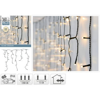 Kerstverlichting - Lichtgordijn van ijspegels - Lengte: 12 meter - Warm wit