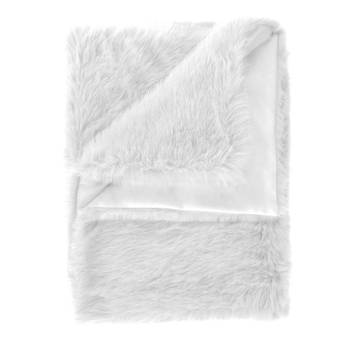 Heckett & Lane Fake Fur Plaid Perle - misty white 140x200cm