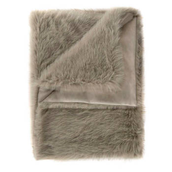 Heckett & Lane Fake Fur Plaid Perle - real taupe 140x200cm