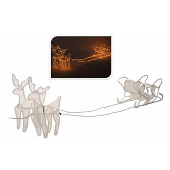 Kerstverlichting - 3D Rendieren met slee - 2 meter - Warm wit licht