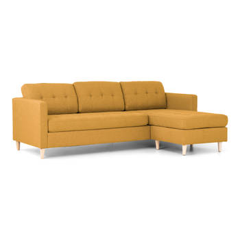 Marino 3-zitsbank met chaise longue links stof kerriegeel.