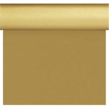 Kerst versiering papieren tafelkleed/tafelloper/placemats op rol 40 x 480 cm goud/goudkleurig - Tafellakens
