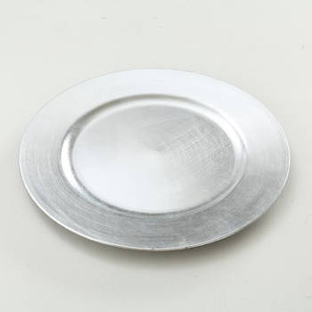 6x Ronde zilverkleurige onderzet diner/eettafel borden 33 cm - Onderborden