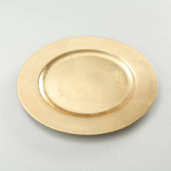 6x Ronde goudkleurige onderzet diner/eettafel borden 33 cm - Onderborden