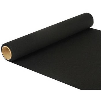 Duni tafelloper - papier - zwart - 480 x 40 cm - Tafellopers/placemats - Feesttafelkleden