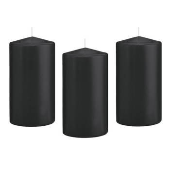 8x Kaarsen zwart 8 x 15 cm 69 branduren sfeerkaarsen - Stompkaarsen