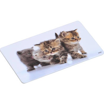 6x Rechthoekige kunststof bordjes/plankjes met kitten print voor kinderen - Placemats