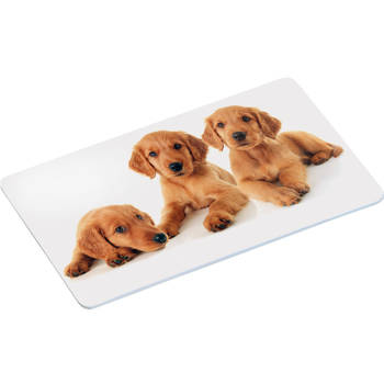 2x Rechthoekige kunststof bordjes/plankjes met puppy print voor kinderen - Placemats