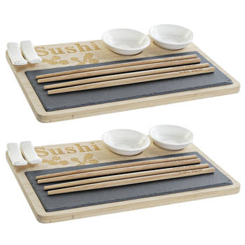 Bamboe sushi serveerset voor 4 personen 7-delig - Serveerschalen