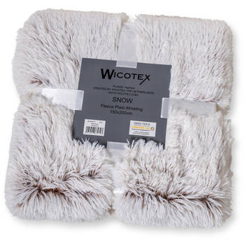 Wicotex Plaid-dekens-fleece plaid kunst bont Snow 150x200cm wit bruin polyester hoog polig