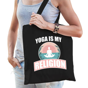 Yoga is my religion katoenen tas zwart voor volwassenen - sport / hobby tasjes - Feest Boodschappentassen