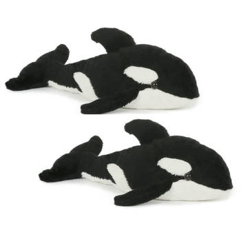 Set van 2x stuks pluche knuffel orka killer whale23 cm - Knuffel zeedieren