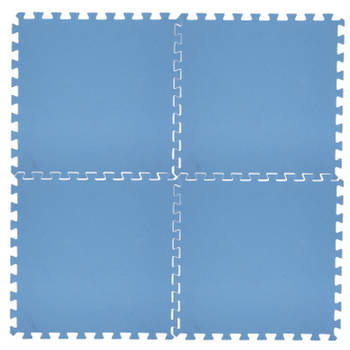 16x stuks Foam puzzelmat zwembadtegels/fitnesstegels blauw 50 x 50 cm - Speelkleden