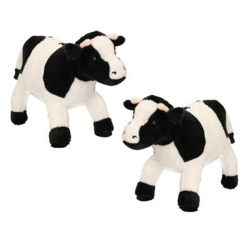 Set van 2x stuks pluche knuffel dieren Koeien van 23 cm - Knuffel boederijdieren