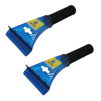 2x stuks kunststof ijskrabber/raamkrabber blauw met wisser 21 cm - IJskrabbers