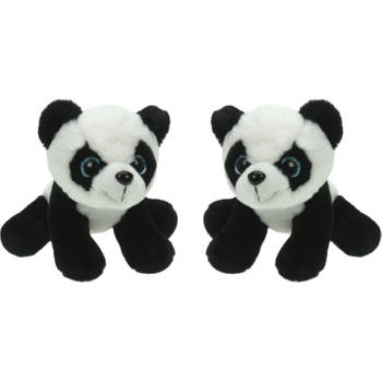 Set van 2x stuks pluche knuffel dieren Panda beer van 25 cm - Knuffeldier