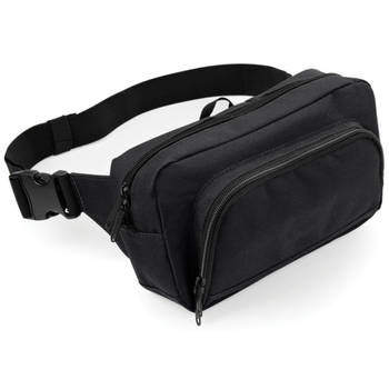 Bagbase heuptas/fanny pack zwart polyester groot formaat met verstelbare riem - Heuptassen
