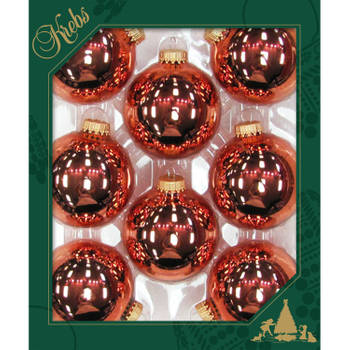 24x stuks glazen kerstballen 7 cm gepolijst koper - Kerstbal