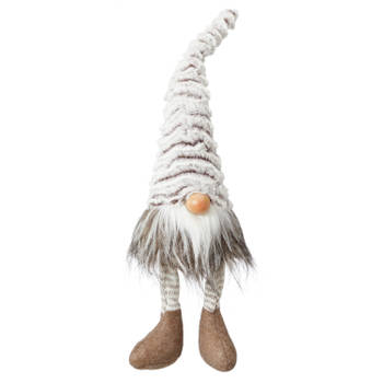 Pluche gnome/dwerg decoratie pop/knuffel grijs 37 cm - Kerstman pop