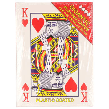XL Speelkaarten 1x pakje rood 20 x 28 cm - Kaartspel
