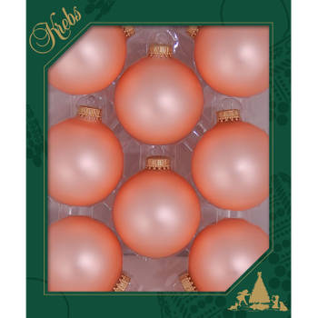 24x stuks glazen kerstballen 7 cm koraal velvet roze - Kerstbal