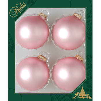 4x stuks glazen kerstballen 7 cm chic mat roze - Kerstbal
