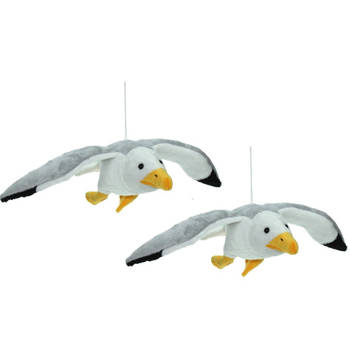 Set van 2x stuks pluche knuffel dieren Zeemeeuw vogel van 31 cm - Vogel knuffels