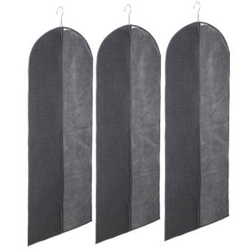 Set van 3x stuks kleding/beschermhoezen linnen grijs 130 cm - Kledinghoezen