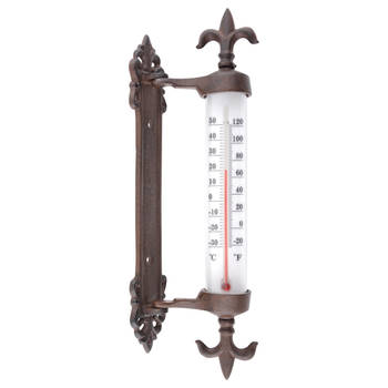 Gietijzeren wandthermometer Frans design voor binnen en buiten 29 cm - Buitenthermometers