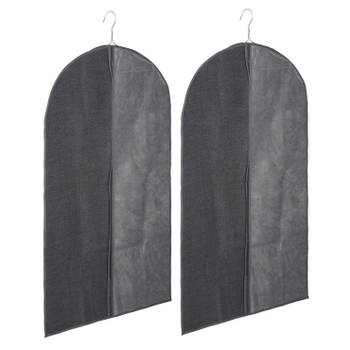 Set van 2x stuks kleding/beschermhoezen linnen grijs 100 cm - Kledinghoezen