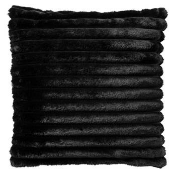 Dutch Decor - HAZEL - Kussenhoes 50x50 cm - effen kleur - strepen - heerlijk zacht - Raven - zwart