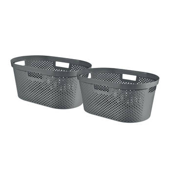 Curver Infinity Recycled Dots Wasmand - 40L - 2 stuks - Donkergrijs